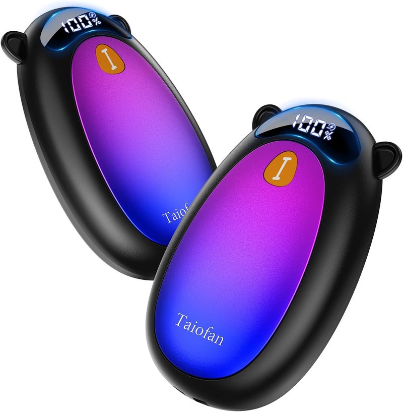 Taiofan Electric Hand Warmers Rechargeable, Cute Bear Design, LED Display, 4 Settings, Fast Heating Portable Pocket Heater Magnetic Handwarmers 2 Pack for Hunting Essentials Camping Gift for Men Women - Image 1